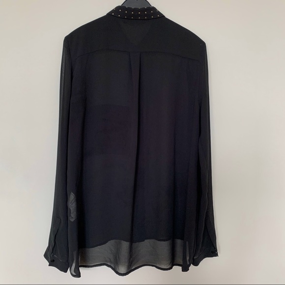 Zara sheer black shirt with studded collar - Picture 2 of 8